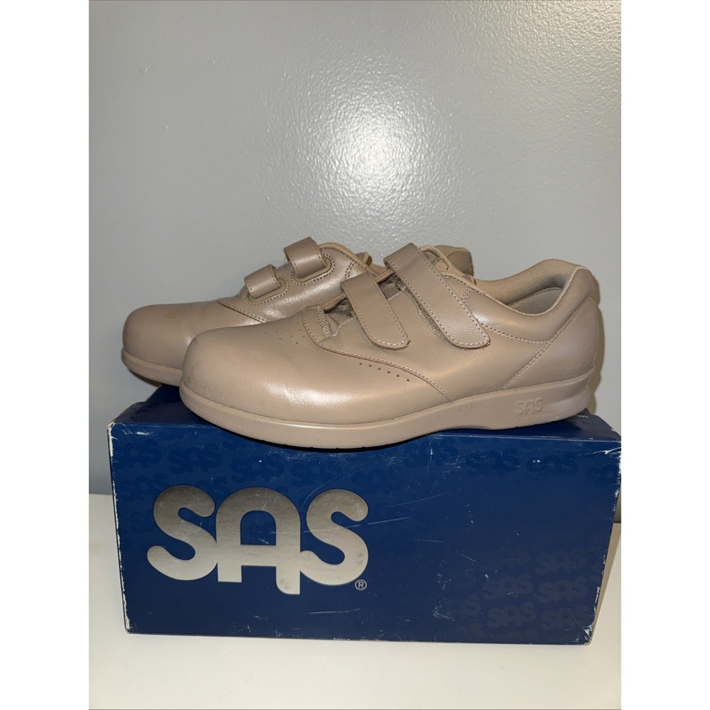 SAS Walking Comfort Shoes EZ Strap Orthopedic Mocha Leather Womens Sz 8.5M‎